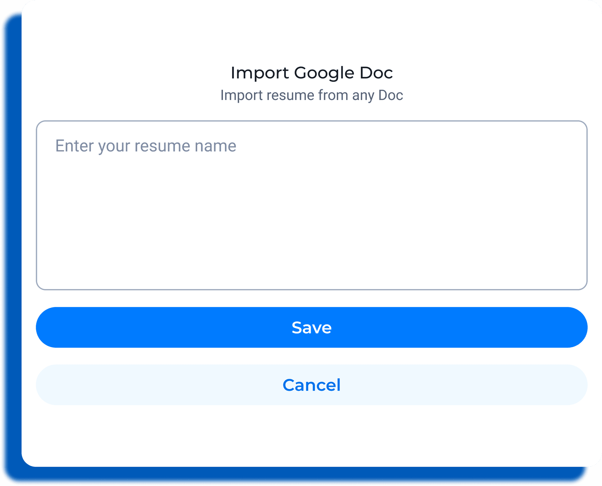 Import resume from Google Doc or export templates