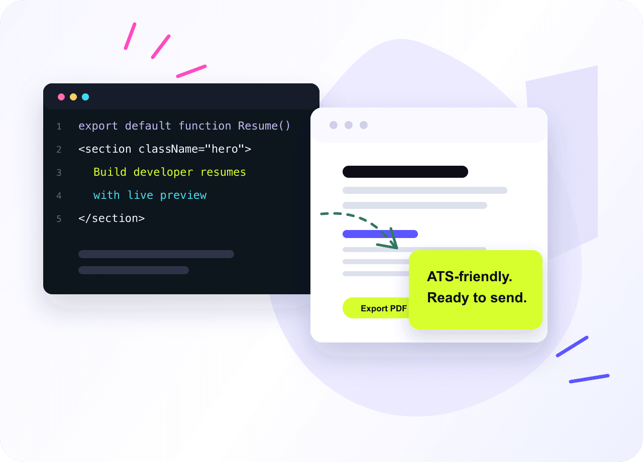 ResumeDev editor and resume preview interface