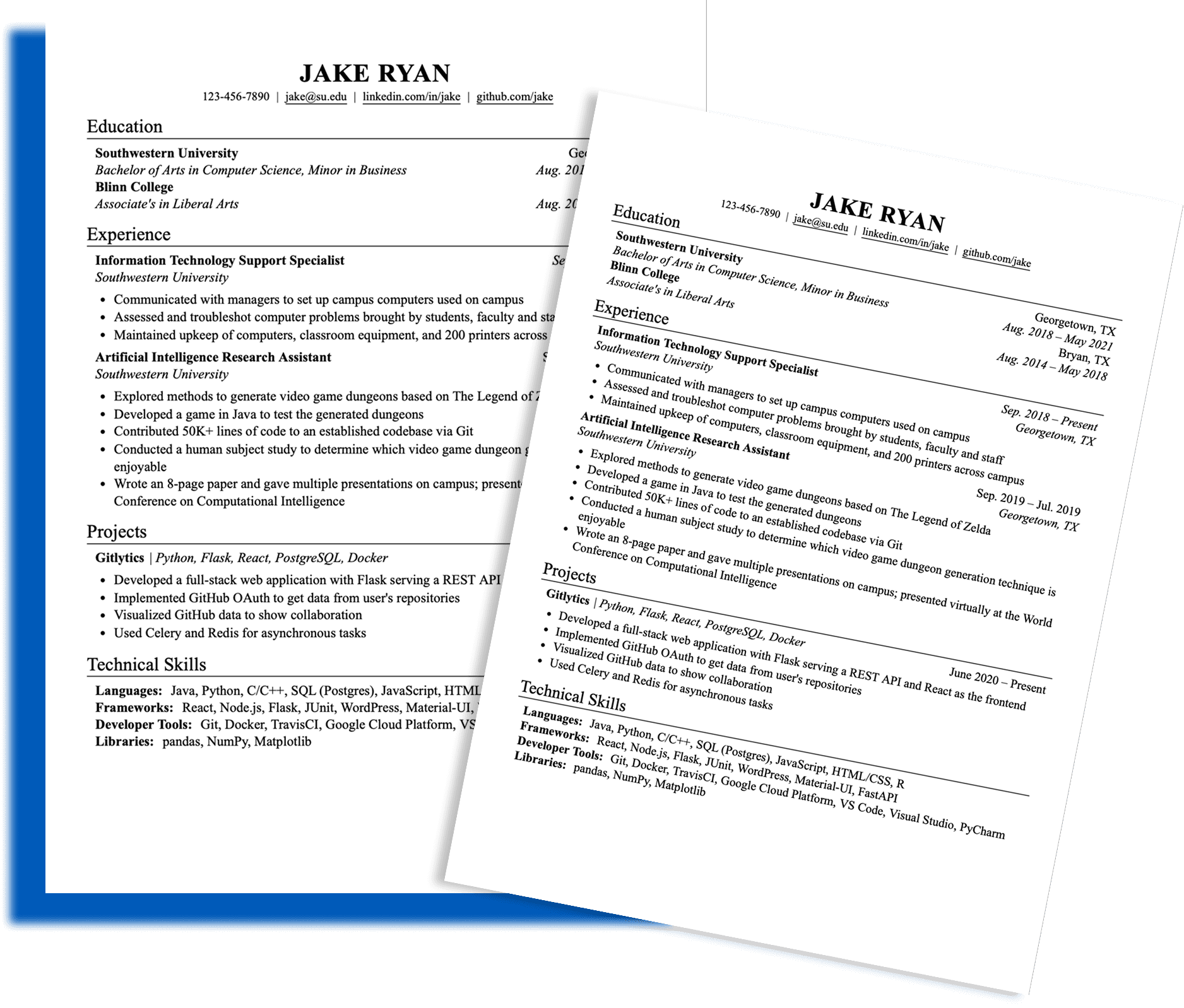 Live preview of an ATS-friendly resume layout